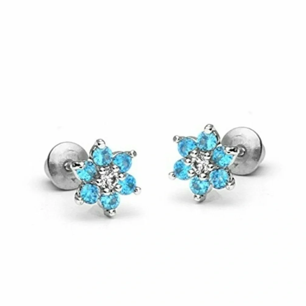 14k gold plated Sky Blue CZ Earrings!.